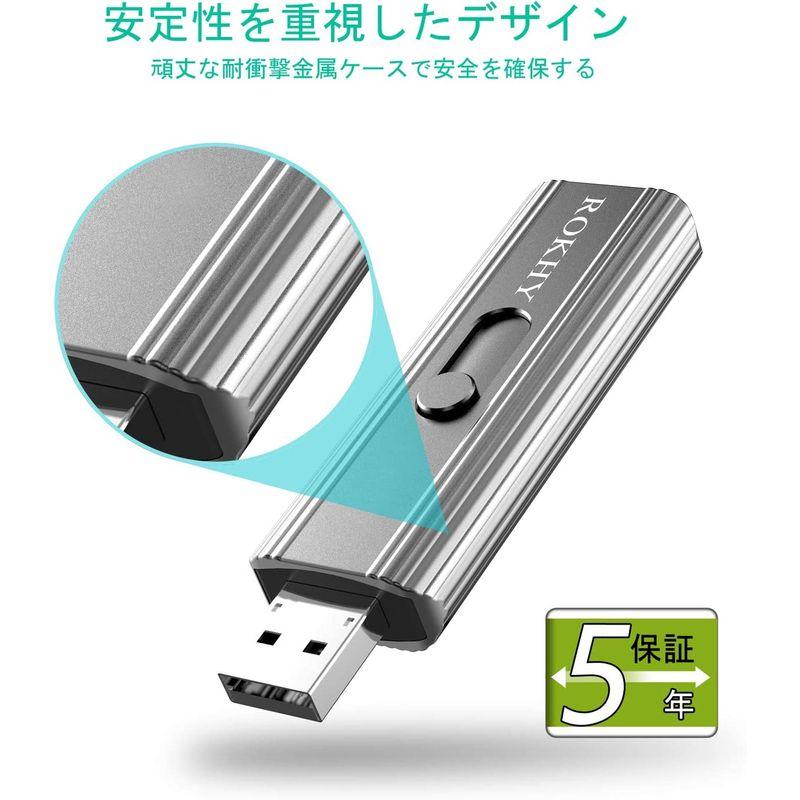 ROKHY USB 3.0 Type C Flash Drive (500GB， Space Gray(PSSD， USB+