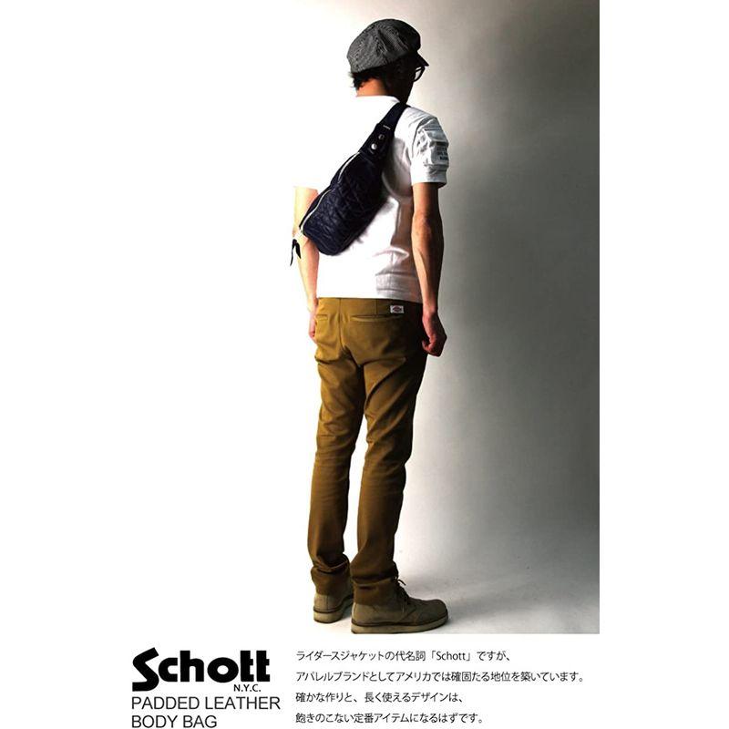 (ショット) Schott パデット レザー バナナ ボディバッグ ワンショルダー F 09_Black-Silver 3109023｜moanashop｜02