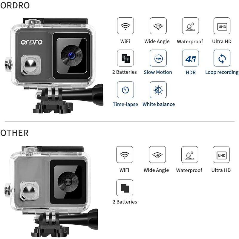 アクションカメラ MAX 4K 60FPS， webカメラ 水中カメラ スポーツ ウェアラブル ORDRO 手ブレ補正 WiFi搭載 タイム｜moanashop｜06