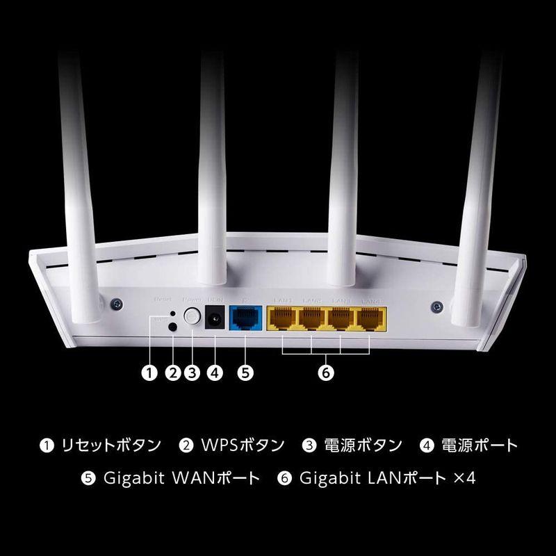 ASUSTek WiFi 無線 ルーター WiFi6 1201+574Mbps デュアルバンド RT-AX55/W メッシュ機能付 3階建｜moanashop｜03