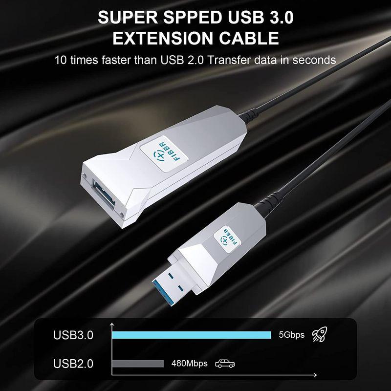 FIBBR 超ロング USB 3.0 延長ケーブル タイプ A オス - メス、15M 高速 5Gbps データ転送エクステンダー コード、｜moanashop｜05