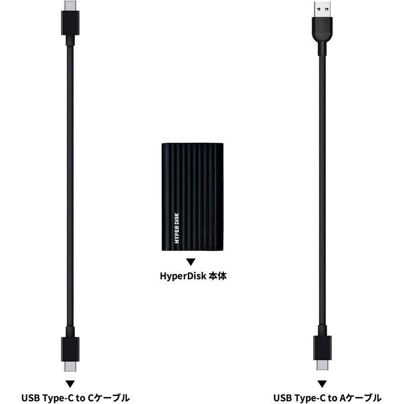 HyperDisk　外付けSSD　ポータブルSSD　PS5対応　Type-C　3.2(Gen2)　s　最大1000MB　USB　PS4　(2
