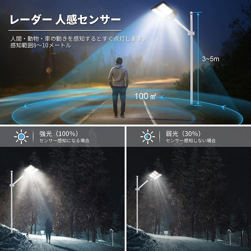 A-ZONE　ソーラー街灯?600W　センサーライト　屋外　夜間自動　防水　センサーライト　led　屋外照明　明るさ調節可能　４つ照明モード