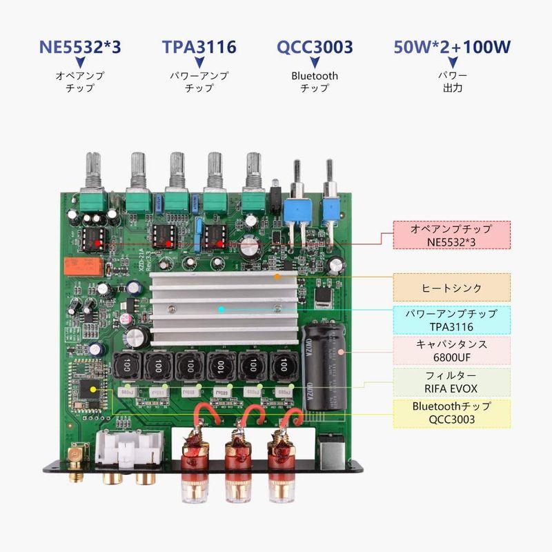 AIYIMA A03 TPA3116サブウーファーBluetoothアンプHiFi TPA3116D2 2.1チャンネルデジタルオーディオア｜moanashop｜07