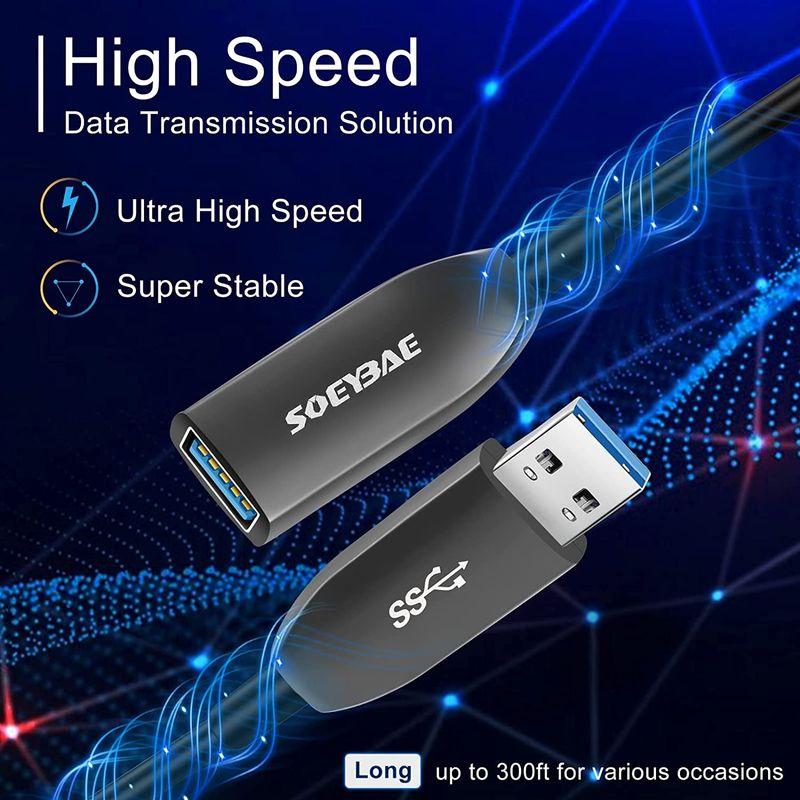 USB 延長ケーブル 5M, USB 3.0 光ファイバー ケーブル 5Gbps高速データ転送 USB3.0 延長ケーブル aオス-aメス｜moanashop｜07