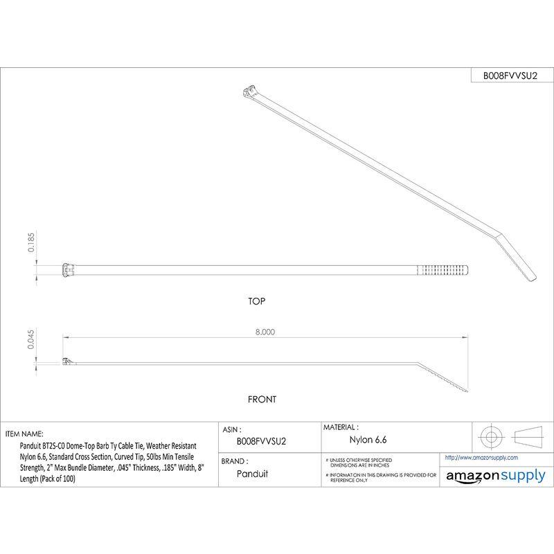 パンドウイット　ステンレス爪ロック式ナイロン結束バンド　耐候性黒　幅4.7mm　長さ203mm　1000本入り　BT2S-M0