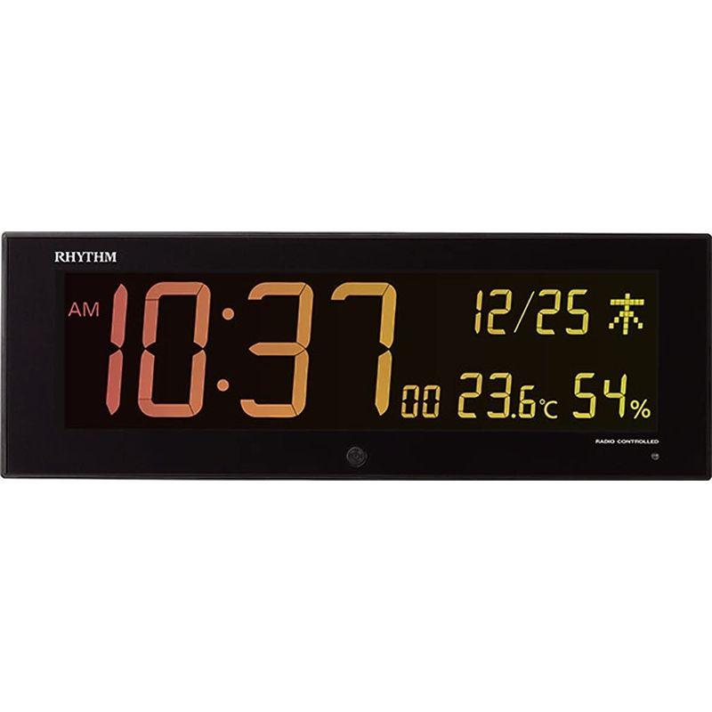 リズム(RHYTHM) 大型 掛け時計 電波時計 デジタル カラー グラデーション LED 365色 表示 黒 Iroria G 8RZ18｜moanashop｜12
