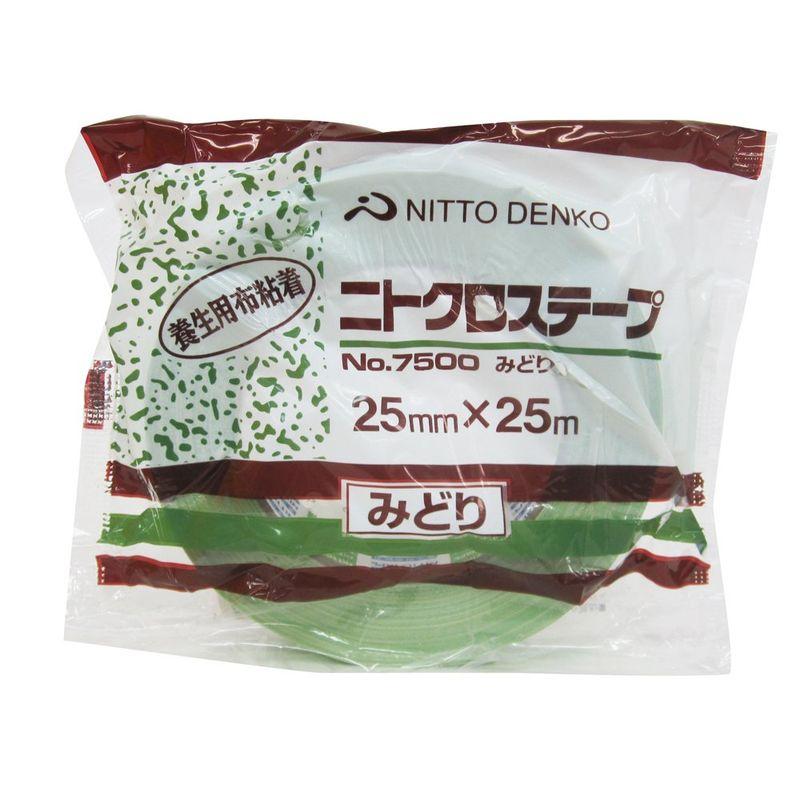 日東電工　養生用布粘着テープ　緑　60巻入　No.7500　25mm×25M　マスキングテープ