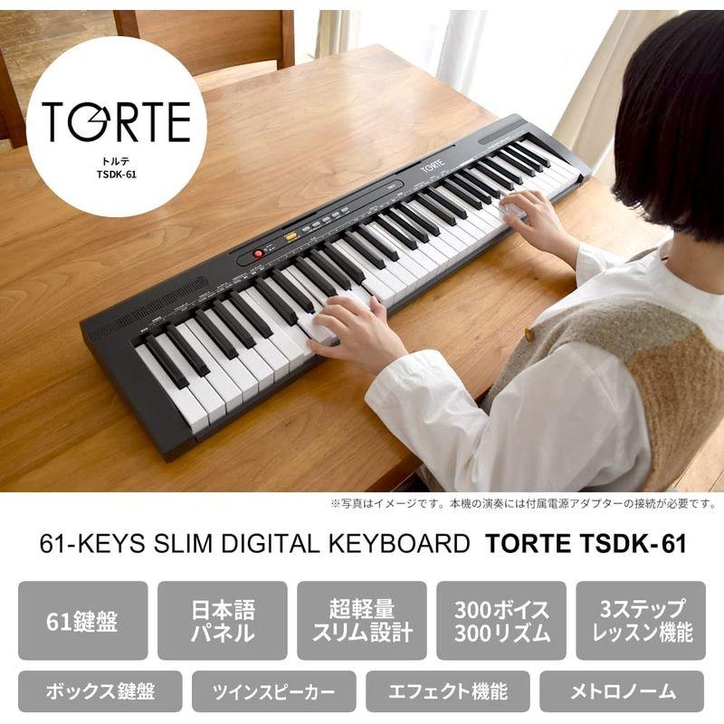 TORTE トルテ 電子キーボード 61鍵盤 日本語表記 300ボイス 軽量スリム設計 初心者向け TSDK-61/BK (譜面立て/電源ア｜moanashop｜05