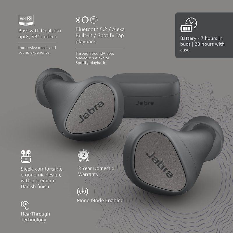 通販超特価 Jabra Elite 3 ダークグレー 完全ワイヤレスイヤホン 国内正規品 Apt-X IP55 Bluetooth 5.2 クリアな通話