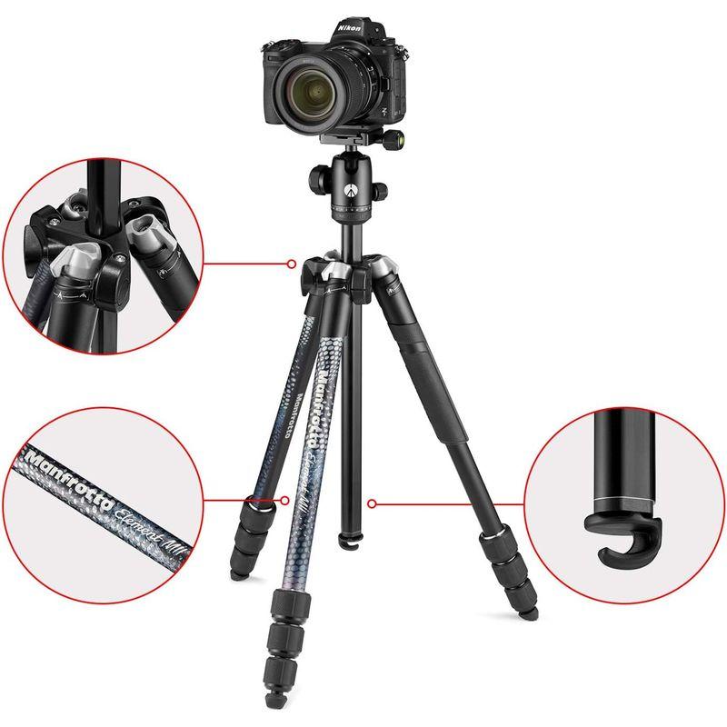 Manfrotto Element MII アルミ三脚 4段 黒 180°折りたたみ式 ツイストロック 最大耐荷重8kg 一眼レフ対応 MK｜moanashop｜03