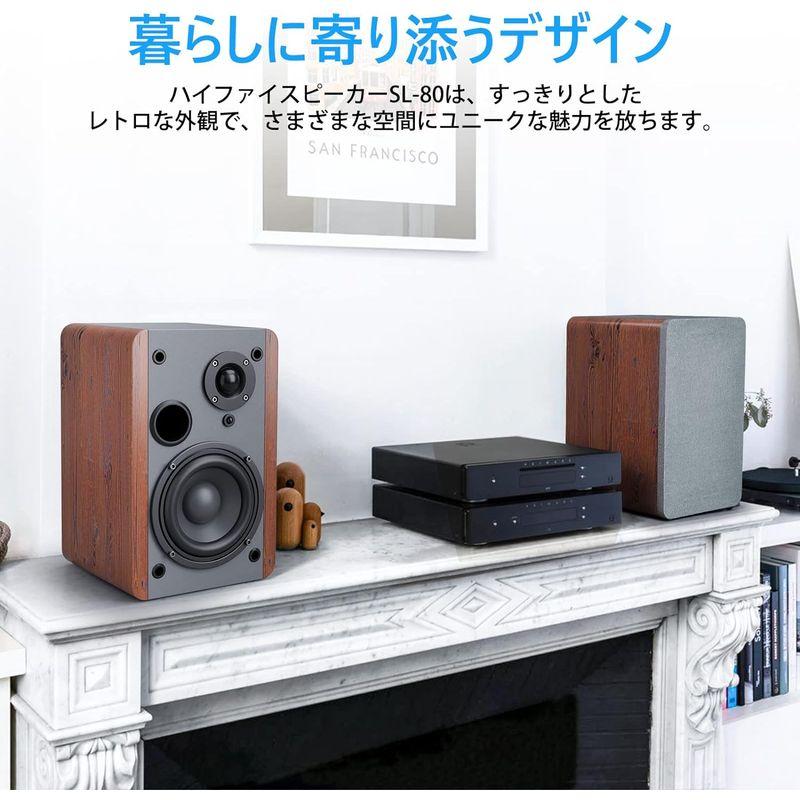 Smalody Bluetooth 4インチ 2ウェイブックシェルフスピーカー 2台1組 -デスクトップpcスピーカー 木製 ワイヤレススタ｜moanashop｜06