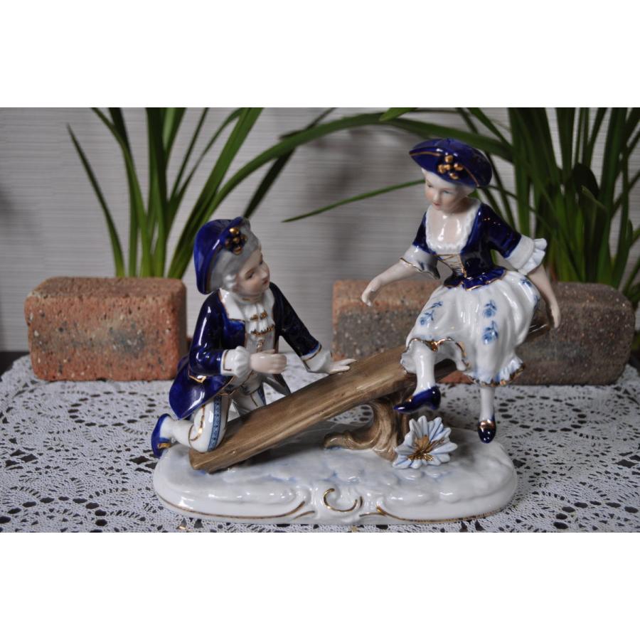 作家物 陶器人形 『青空の思い出』フィギュリン オブジェ作家陶印あり高さ37cm 大倉陶園(OKURA、OAC) 跳ね馬 跳躍感のあるフィギュリン