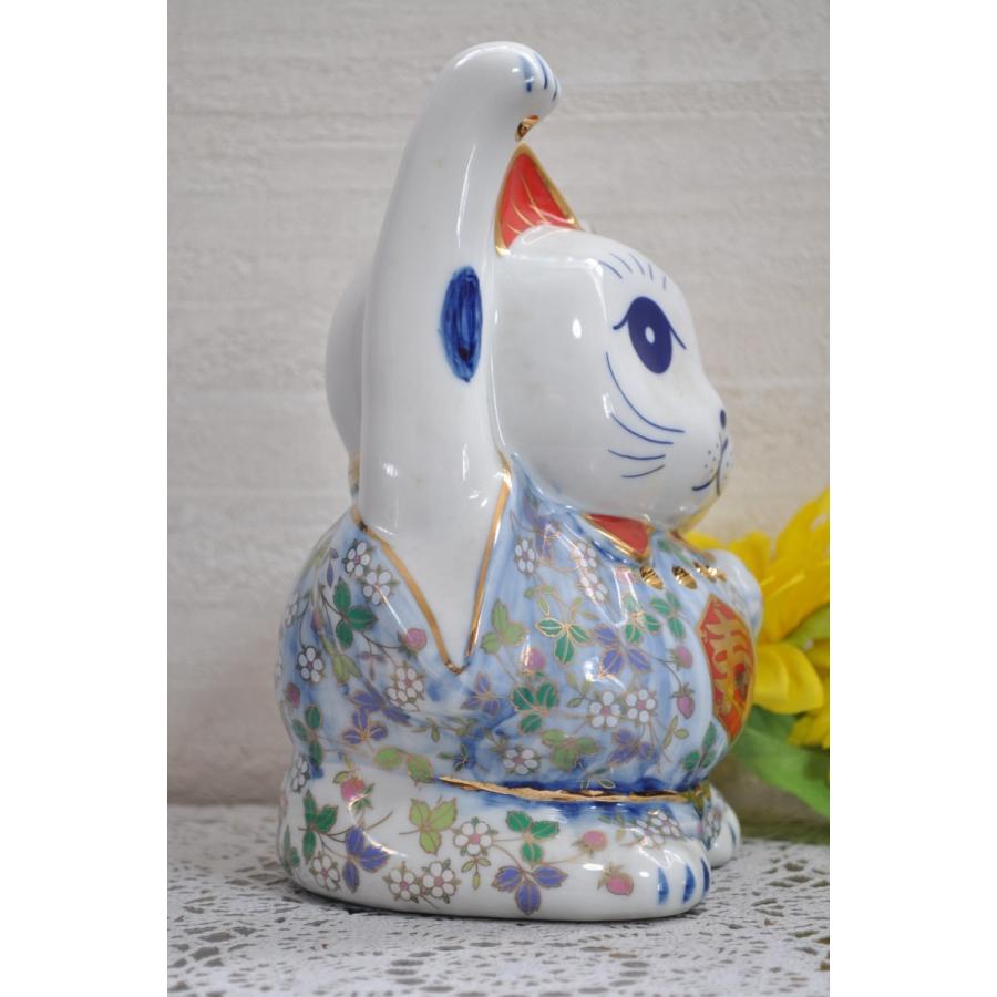招き猫 花柄 置物