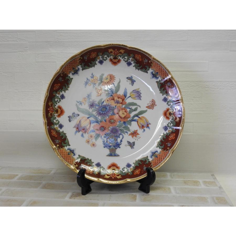 30.5cm 花型高台皿　花絵柄・スプリングガーデン絵　 | 