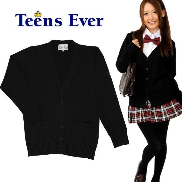 スクールカーディガン 女子 カーディガン レディース 学生 安い 高校生 Te 12aw ブランド Teens ブラック Ever 全商品オープニング価格 大きいサイズ Ll
