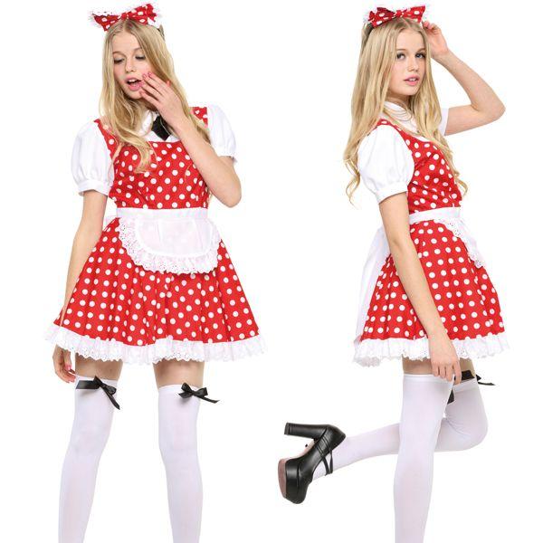 ハロウィン コスプレ 衣装 安い レディース コスプレ かわいい ミニーマウス風 ドット柄 ワンピース 女性 大人 仮装 コスチューム ピピメイド レッド モバイルデパート 通販 Yahoo ショッピング