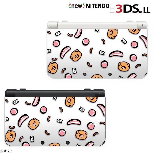 ニンテンドー new 3DS   new 3DS LL   3DS カバー ケース デザイナーズ ： オワリ   「ポーク柄 ホワイト」 メール便送料無料