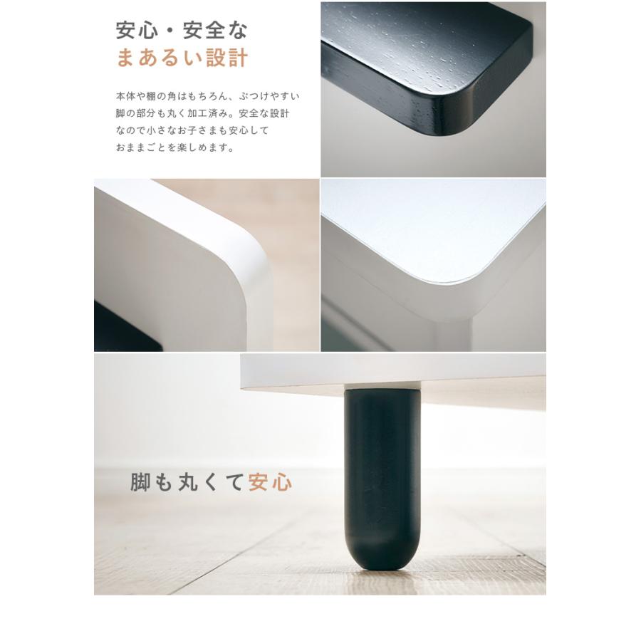 組立品 ボウル付き IHコンロタイプ おままごとキッチン ままごとキッチン おままごとセット ままごと キッチン 木製 白 黒 おしゃれ poet(ポエト) モノトーン_16