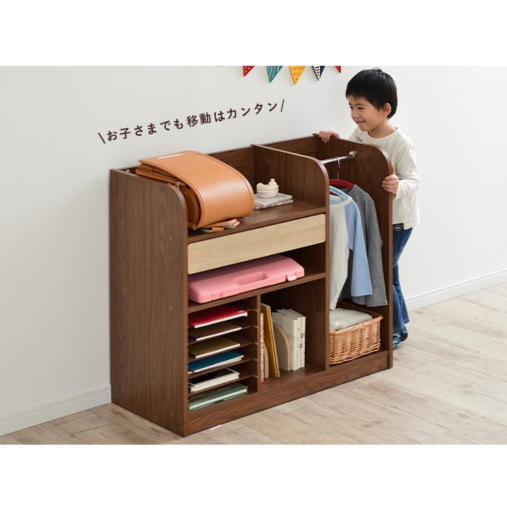 ランドセルラック キャスター付き ランドセル収納 キッズラック 子供部屋 おしゃれ 収納 棚 幅93cm Cacao(カカオ) ワイド 4色対応の画像