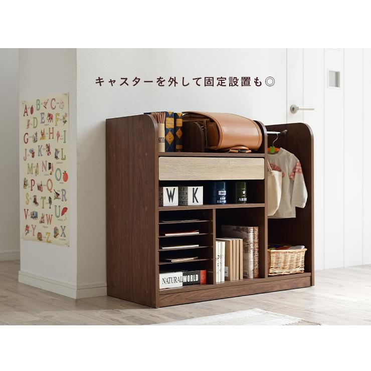 ランドセルラック キャスター付き ランドセル収納 キッズラック 子供部屋 おしゃれ 収納 棚 幅93cm Cacao(カカオ) ワイド 4色対応の画像