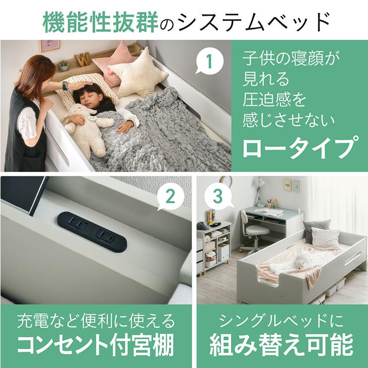 smart-i システムベッド ロフトベッド シングル 子供 ロータイプ 木製