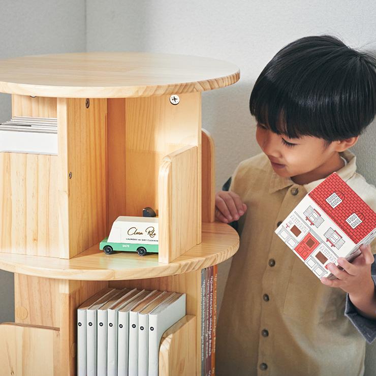 smart-i 【図鑑対応】絵本棚 絵本ラック 回転 スリム 木製 おしゃれ 3