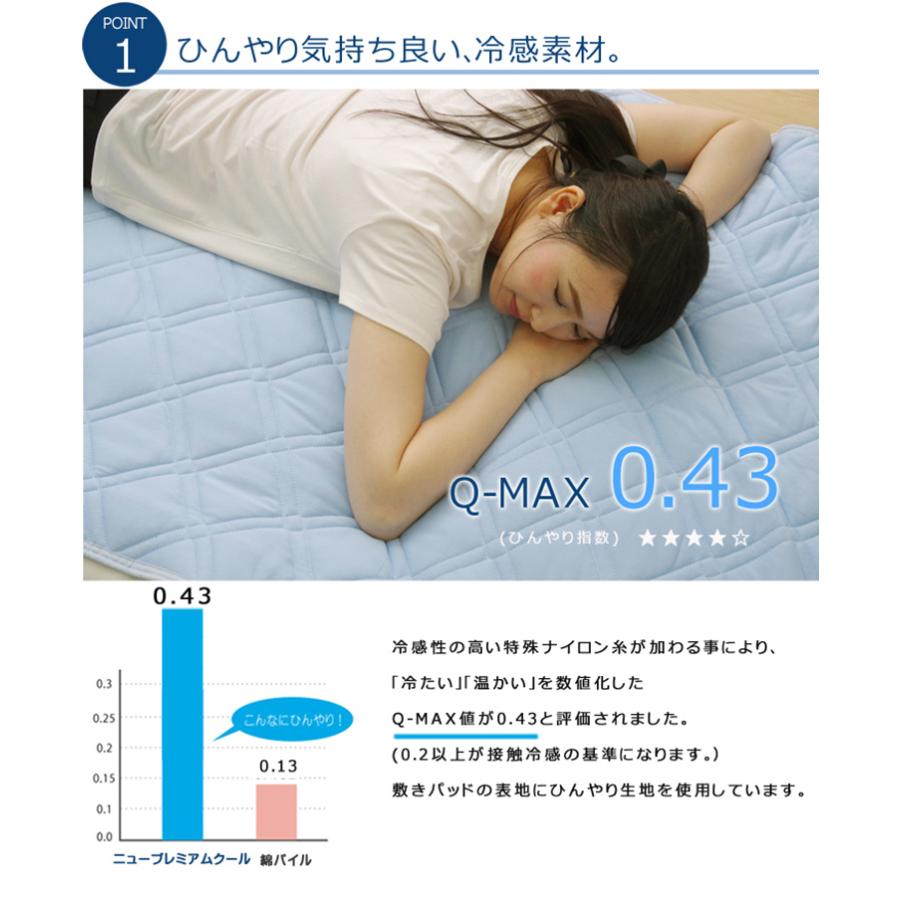 接触冷感 リバーシブルタイプ 洗濯機OK 寝具 ひんやり 敷きパッド 速乾 防臭 ベッドパッド 布団 NEWプレミアムクール D 140x205cm ダブルサイズ |  | 01