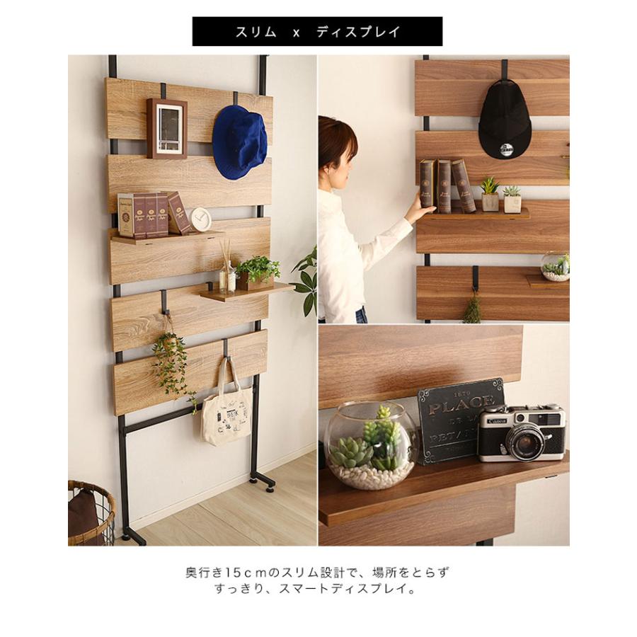 収納家具 ディスプレイラック 薄型 スリム 間仕切り 棚 壁掛け 突っ張り 帽子 ウォールシェルフ 突っ張り木板ラダーラック Escala(エスカーラ) 幅80cm 2色対応 |  | 11