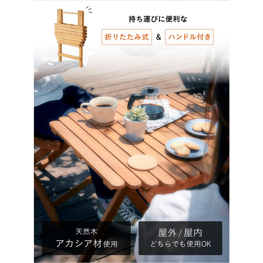 ガーデンテーブル テーブル ハイテーブル 天然木 レジャーテーブル 折りたたみ式 木製 庭 テラス 屋内 屋外 NX-532 フォールディングハイテーブル 60x60cm_4