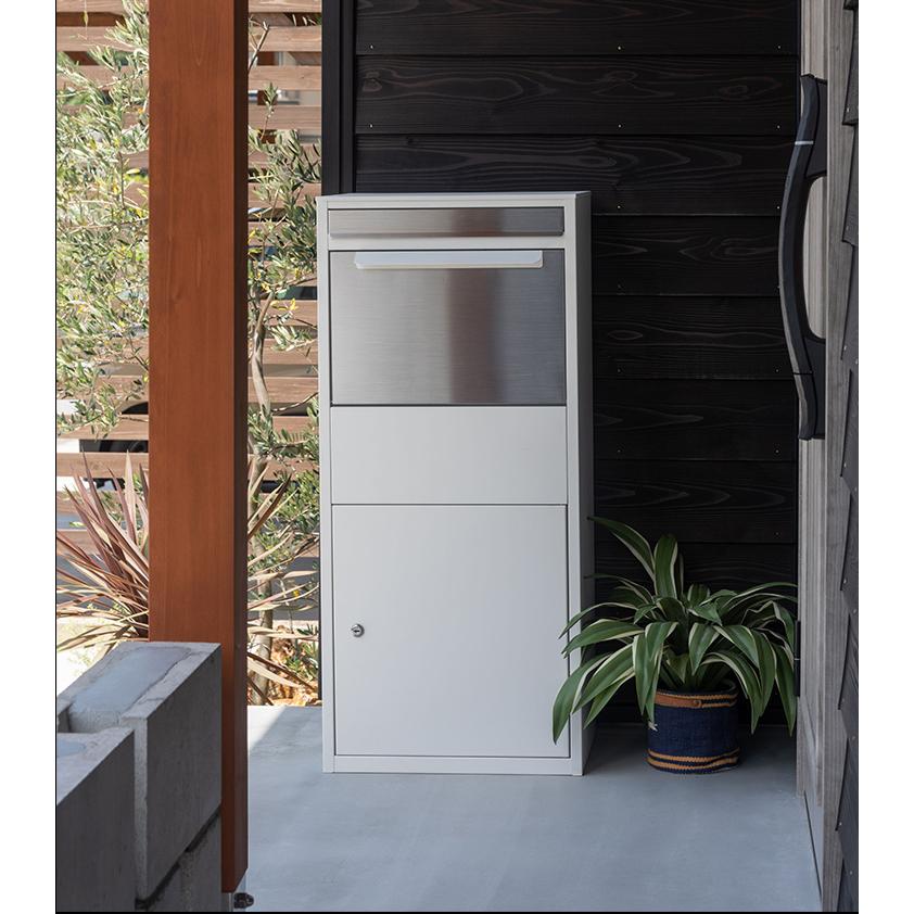 ポスト 置き型 宅配ボックス付きスタンドポスト一戸建て用置き配 玄関【グレー】 楽天市場】レビュー特典｜宅配ボックス 付き スタンドポスト