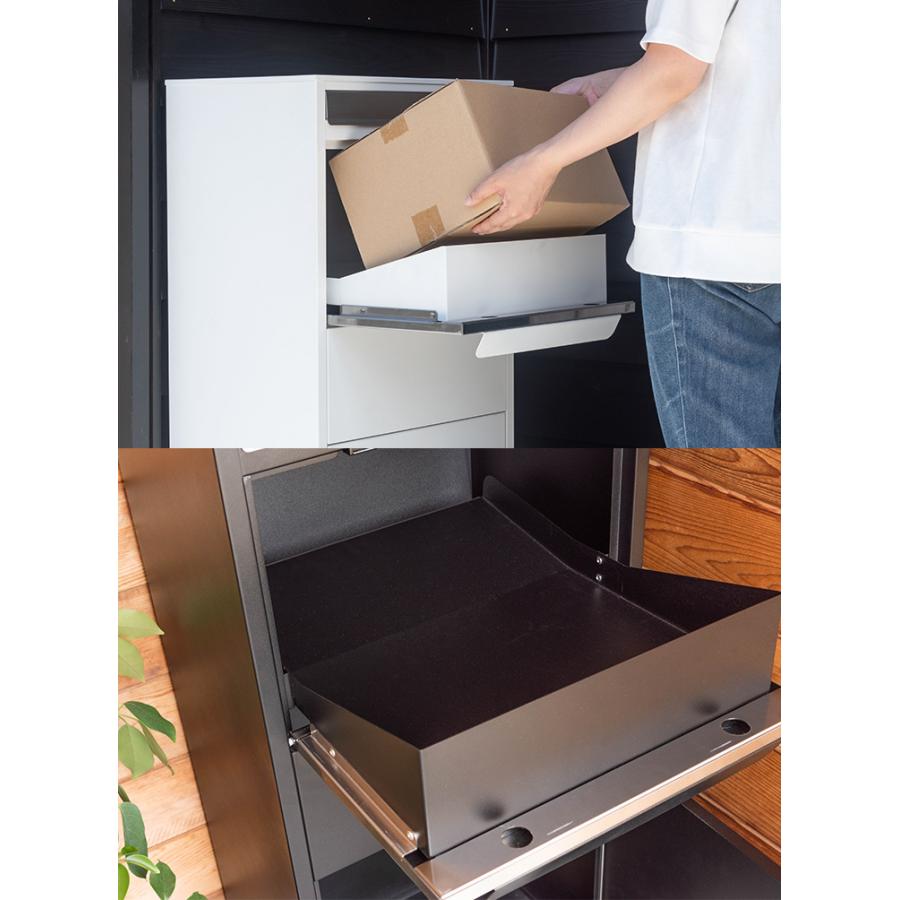 ポスト付き 置き型 一戸建て用 防水 スタンド 宅配ボックス 棚付き 郵便ポスト 郵便受け カギ付き 玄関 おしゃれ 2色対応 デリバリーボックス PST-216SV | 東谷 | 10