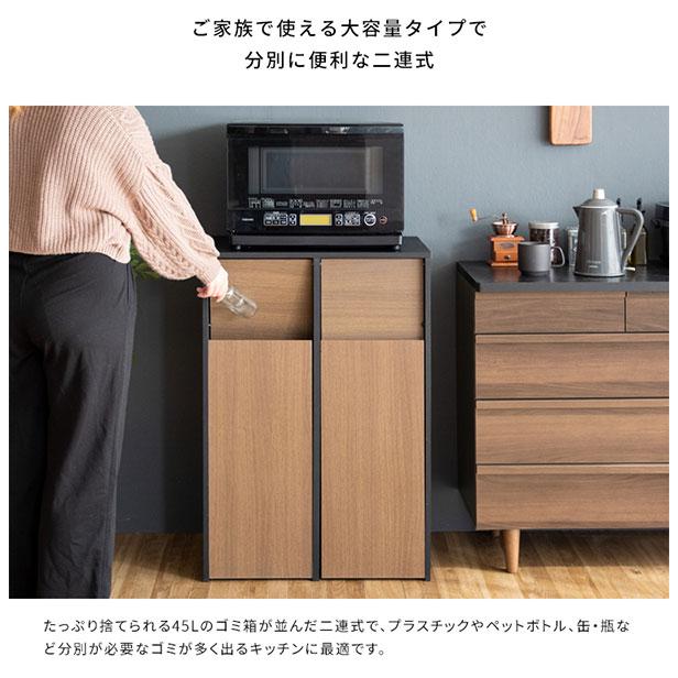 ゴミ箱 分別キャスター ダストボックス おしゃれ 北欧風 キャスター付き 大型 キッチン レンジ台 調味料 シンプル ゴミ袋が見えない Helios(ヘリオス) DB-F2100