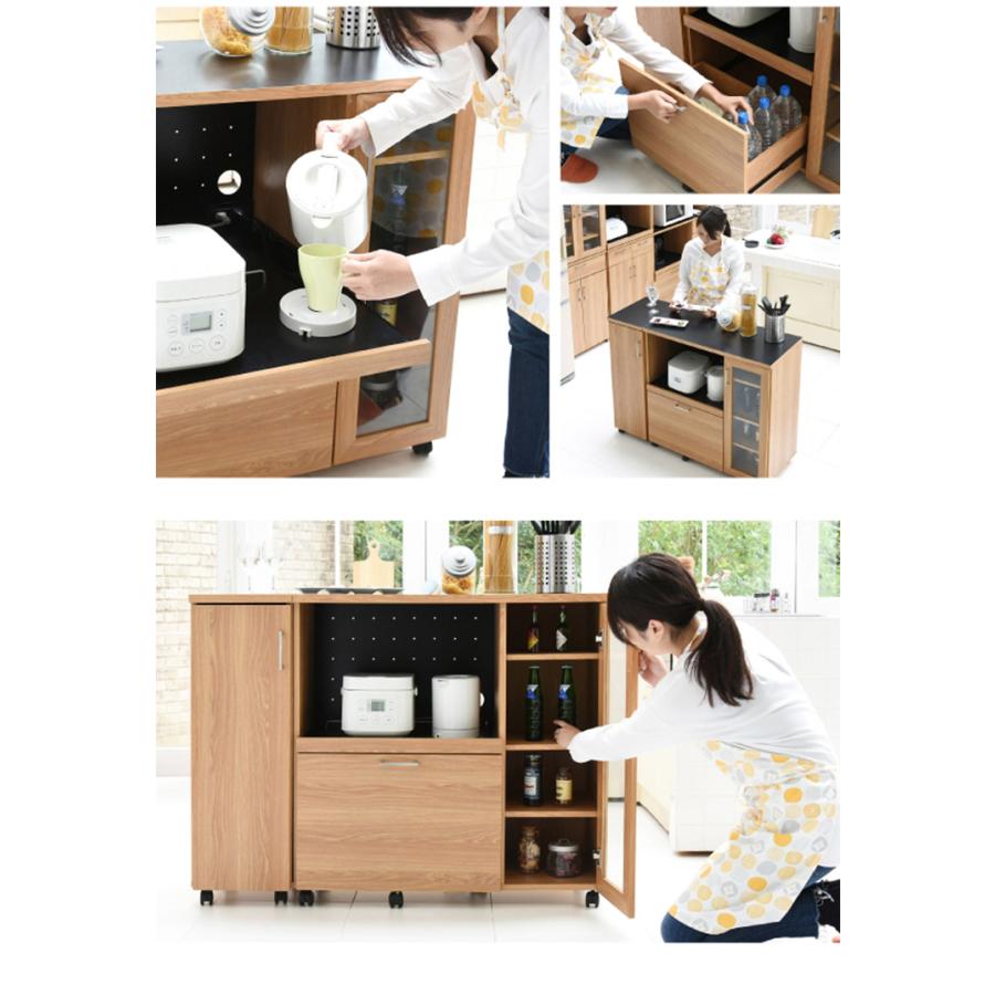 収納 キッチン 台所 ラック 食器棚 おしゃれ モダン 木製 棚 キャビネット 収納家具 keittio(ケイッティオ) キッチンカウンター 収納庫付き FAP-1022SET 幅120cmの画像