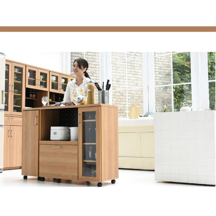 収納 キッチン 台所 ラック 食器棚 おしゃれ モダン 木製 棚 キャビネット 収納家具 keittio(ケイッティオ) キッチンカウンター 収納庫付き FAP-1022SET 幅120cmの画像