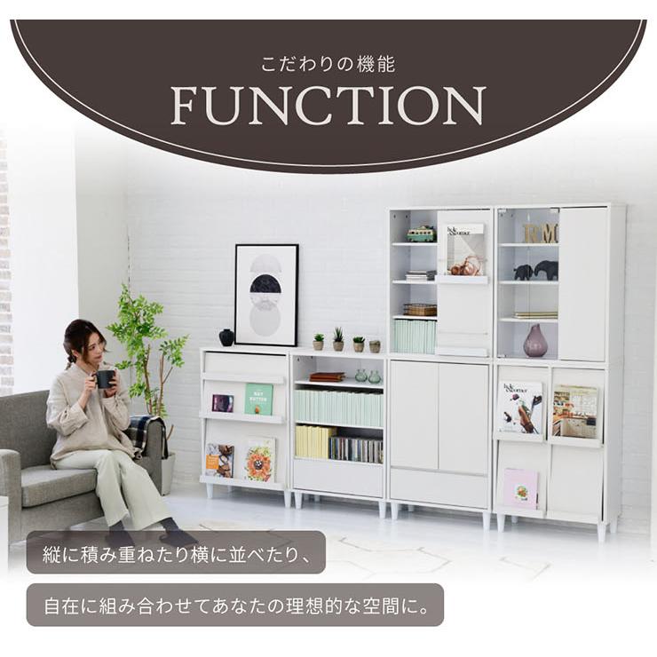 オープンラック オープン＆チェストタイプ 幅60cm サイドボード ディスプレイラック 収納棚 本棚 食器棚 木製 引出し 可動棚 リビング おしゃれ Adatto 5色対応の画像
