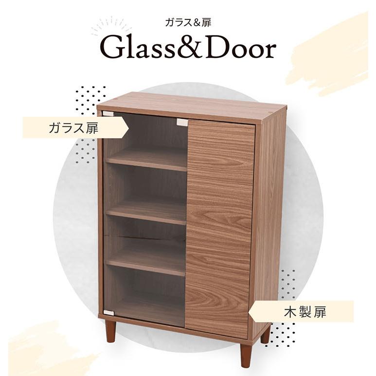 サイドボード ガラス＆扉タイプ 幅60cm チェスト ラック リビング