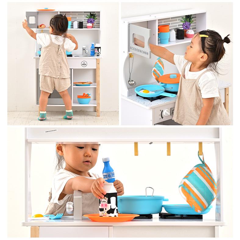 ままごとキッチン 木製 木のおもちゃ ままごとセット おもちゃ39点付き ごっこ遊び KidKraft 初めてのキッチンの画像