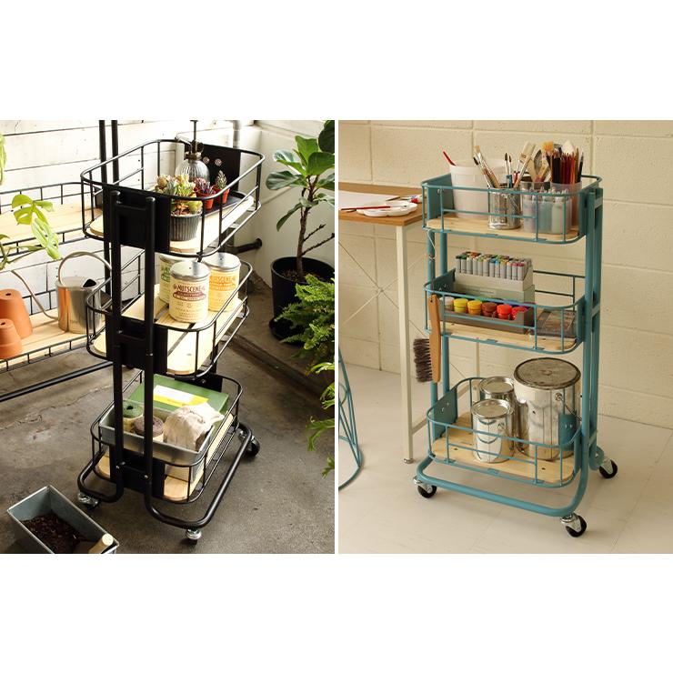 キャスター付き ワゴン ラック シェルフ スチール ランドリー かわいい ロータイプ バイシクルケージワゴン BCW-440 5色対応 |  | 04