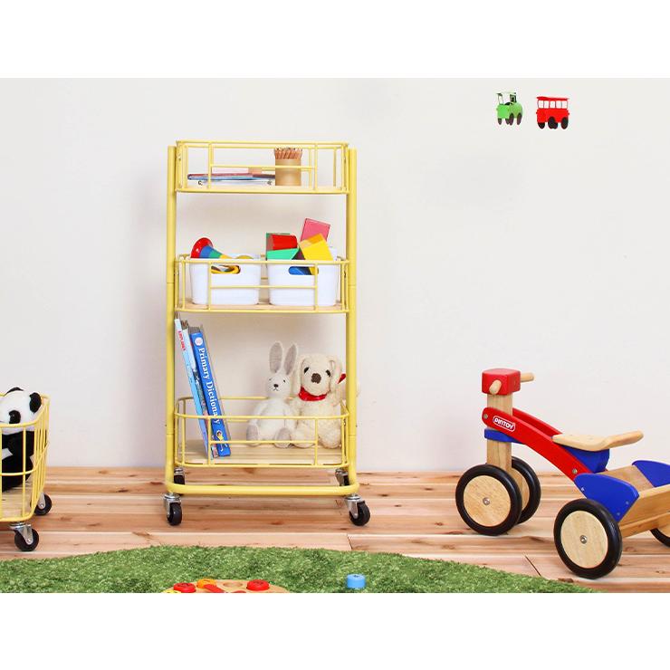 キャスター付き ワゴン ラック シェルフ スチール ランドリー かわいい ロータイプ バイシクルケージワゴン BCW-440 5色対応 |  | 05