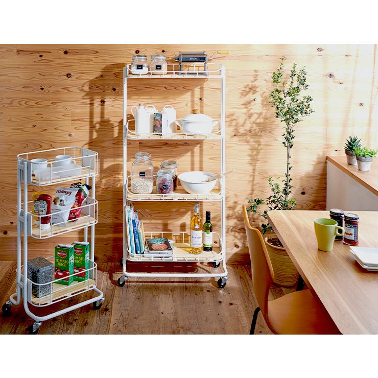 キャスター付き ワゴン ラック シェルフ スチール ランドリー かわいい ハイタイプ バイシクルケージラック BCR-640 3色対応 |  | 05