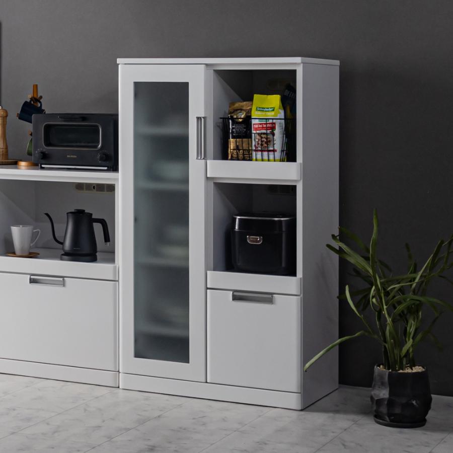 完成品 鏡面ホワイト レンジ台 幅70cm レンジラック レンジ収納 レンジボード 食器棚 キッチンボード 70幅 ロータイプ 収納ラック 棚 引き出し おしゃれ Nアクア |  | 02