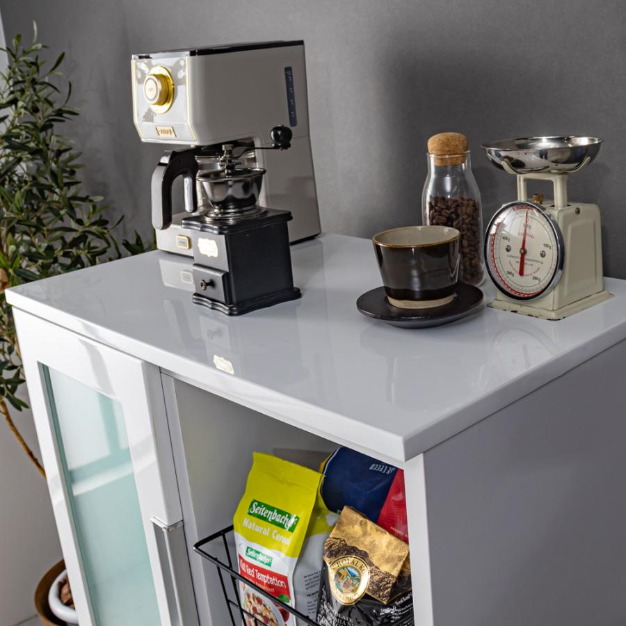 完成品 鏡面ホワイト レンジ台 幅70cm レンジラック レンジ収納 レンジボード 食器棚 キッチンボード 70幅 ロータイプ 収納ラック 棚 引き出し おしゃれ Nアクア |  | 03