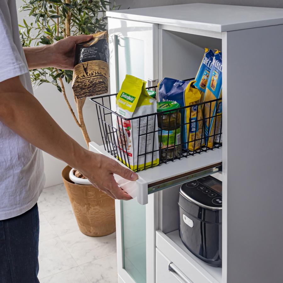 完成品 鏡面ホワイト レンジ台 幅70cm レンジラック レンジ収納 レンジボード 食器棚 キッチンボード 70幅 ロータイプ 収納ラック 棚 引き出し おしゃれ Nアクア |  | 05