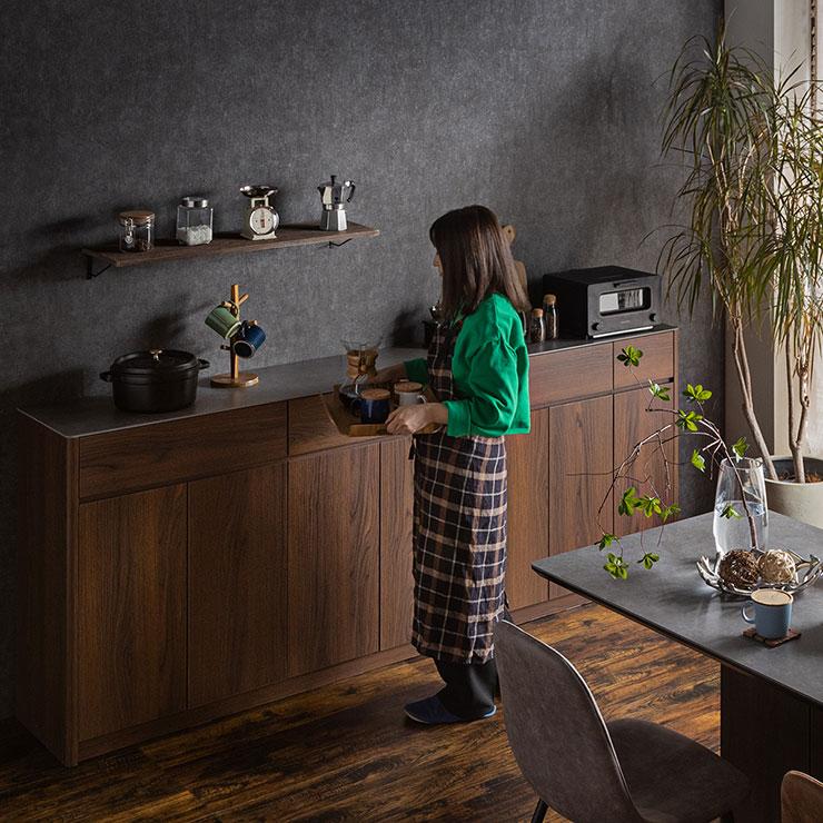 完成品 キッチンカウンター 幅140cm デライト セラミック天板 サイド