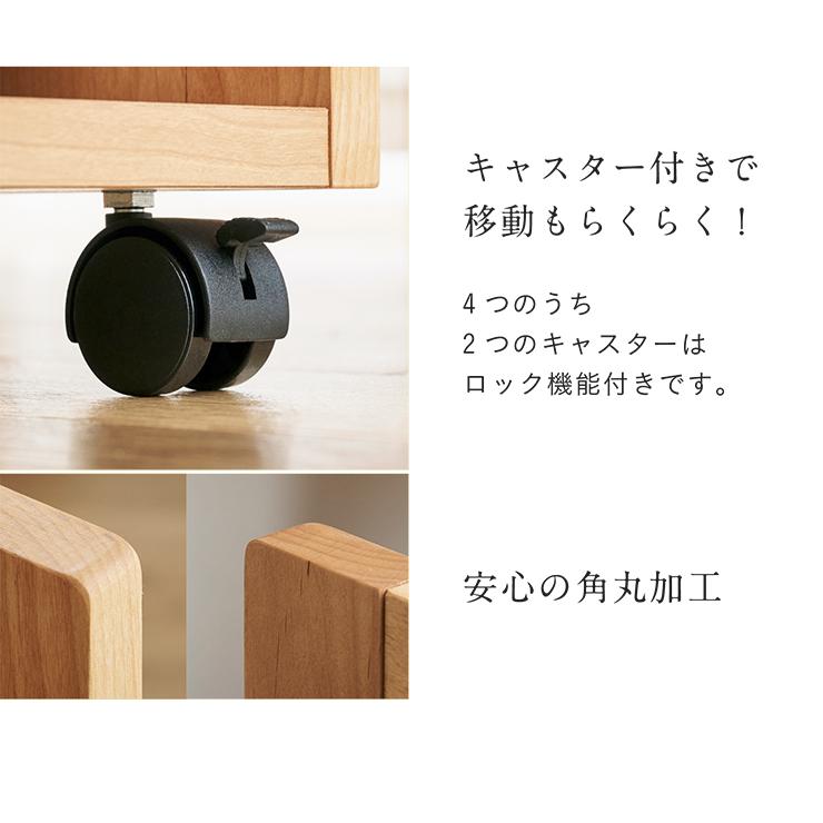 堀田木工所 国産 キャスター付き デスクワゴン サイドワゴン サイド