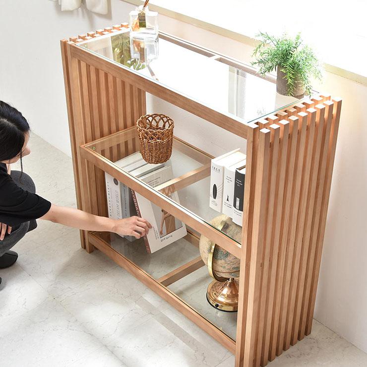 オープンラック FOREST(フォレスト) 収納棚 木製 天然木 パイン材 ウォールナット ガラス天板 格子風 ディスプレイラック 飾り棚 収納 本棚 モダン |  | 14