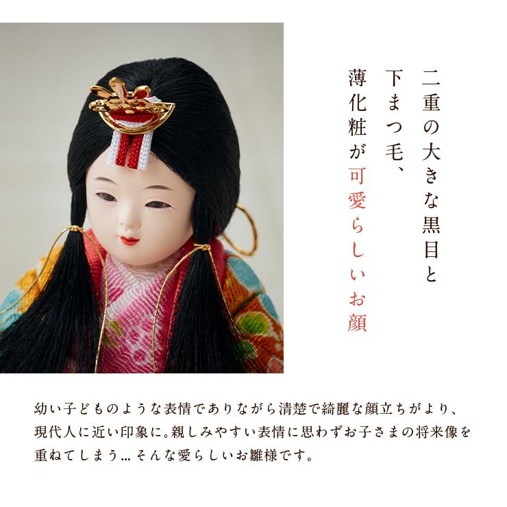 雛人形 木製 コンパクト おしゃれ 女の子 ケース飾り ひな人形 かわいい ミニ 国産 親王飾り 衝立 台座 木目込雛人形「のどか」3点セット 5色対応