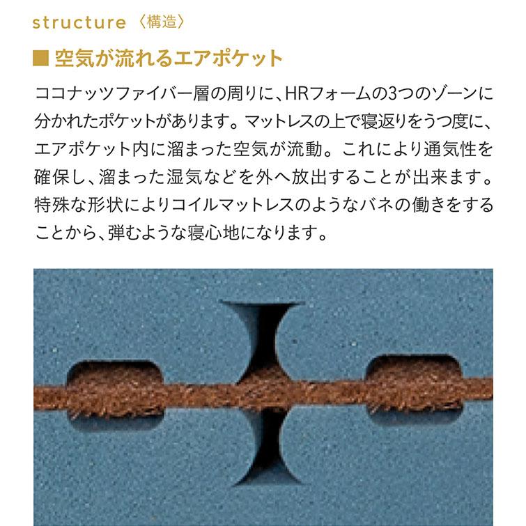 10年保証付き ウレタン マットレス セミダブルサイズ マット 洗えるカバー 通気性 耐久性 体圧分散 硬め 柔らかめ ノンコイル O-Zone(オーゾーン) 120x195cmの画像