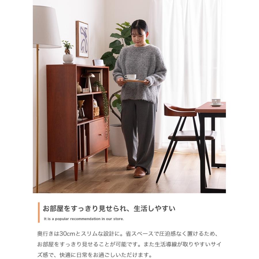 本棚 スリム 幅100cm 引き出し付き ブックシェルフ 書棚 おしゃれ 大容量 チェスト サイドボード キャビネット コミック収納 Lykke(ルゲ) 3色対応 |  | 13